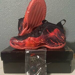 Nike Foamposite Pro Lava Red and Black Sneakers